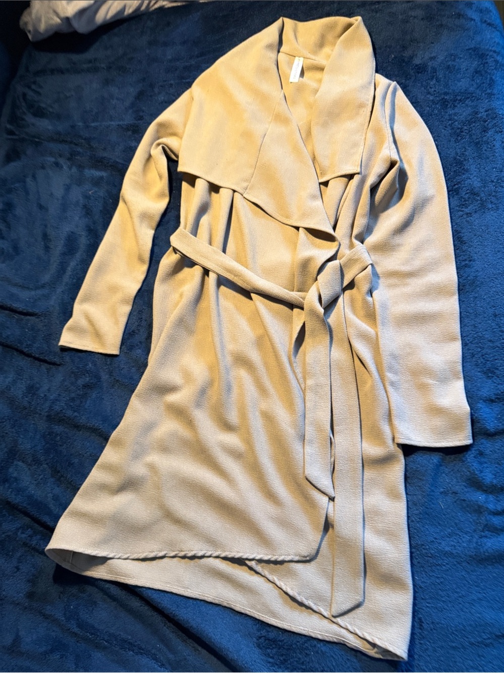 Belted Drape Front Blazer Jacket in Light Pink Beige